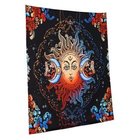 Sun and Moon Tapestry, Psychedelic Mystic Floral Aesthetic Wall Tapestry, Vintage Wall Blanket for Home Decoration, Suitable for Bedroom, Living
