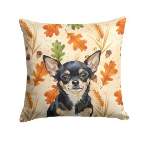 Black and Tan Chihuahua Heirloom Fall Throw Pillow Decorative Indoor Outdoor Accent Cushion for Couch, Bed or Patio, 18Hx18W