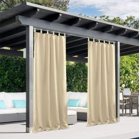 50inch*120inch*1.2inch  beige luxurious woolen outdoor curtain with hanging straps combine elegance and durability for a comfortable outdoor spac