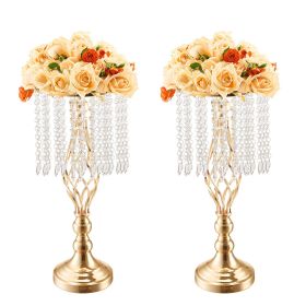 12PCS 49cm/19.3' Tall Crystal Wedding Flower Stand, Metal Wedding Centerpiece Vase