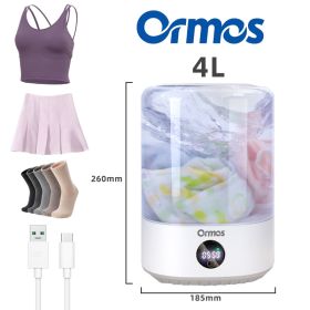 Portable Mini Washing Machine USB Rechargeable Cordless Washer For Underwear, Socks, Baby Clothes, 4L Capacity With Digital Control, Quiet & Effi (Option: 4L)