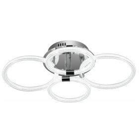 Modern LED Ceiling Light, Flush Mount Ceiling Light With Dimmable Remote Control, 6Rings Acrylic Ceiling Light Fixture For Bedroom, Living Room, (Option: Chrome Plateing)