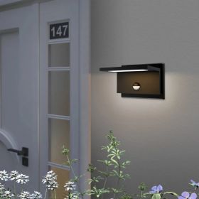 Inowel Outdoor Motion Sensor Porch Light Outdoor Wall Light Fixture Modern LED Exterior Wall Sconce For Front Door Garage Patio Garden 17311 (Option: Black)