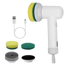1Set Electric Handheld Spin Scrubber Cordless Cleaning Brush With 2 Rotating Speeds 3 Cleaning Brushes Rechargeable Shower Scrubber For Kitchen D (Option: White)