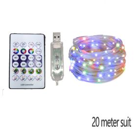 LED Rope Lights Outdoor, RGB Remote Control Fairy String Lights Plug In With 200 LEDs, Super Durabl (Option: 20M)