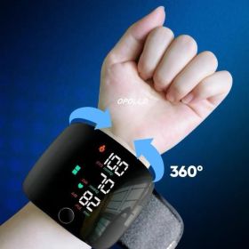 Wrist Sphygmomanometer Rechargeable Blood Pressure Meter Wrist Blood Pressure Eter Smart Touch Screen Blood Pressure Meter Household Electronics (Option: Wrist Black English Voice-USB)