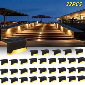 32/16 PCS Solar Deck Lights Outdoor, Solar Step Lights Waterproof Led Solar Lights For Outdoor Stairs, Step , Fence, Yard, Patio, And Pathway Fam (Option: Warmlight32PCS)