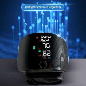 Wrist Sphygmomanometer Rechargeable Blood Pressure Meter Wrist Blood Pressure Eter Smart Touch Screen Blood Pressure Meter Household Electronics (Option: Wrist Black Russian Voice-USB)
