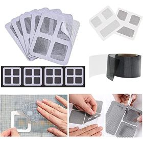 Door Window Screen Repair_Tape 5PCS; 5PCS Waterproof Fiberglass Mesh Covered Repair_Roll Kit; Strong Adhesive Window Vinyl Screen Patch Suitable (Color: 2m*5cm-black)