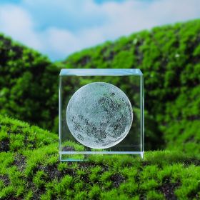 Moon; Cloud; 3D Cube Engraved Crystal Craft Ornaments; Desktop Bedroom Decorations; Creative Birthday Gifts (Items: Moon)