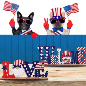 1pc 4th Of July Wooden Ornament; Independence Day I Love USA Wooden Alphabet Ornament; Holiday Decoration For Bedroom Living Room Tiered Tray Orn (Color: Ornaments C)