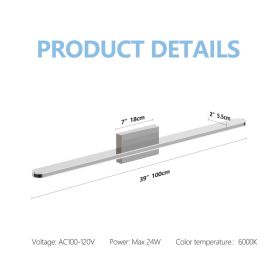 Modern LED Vanity Lights For Bathroom 39IN 24W Daylight White Chrome Light Fixtures Bathroom Lights Over Mirror Vanity Lighting Fixtures Vanity L (Option: 39IN 24W)