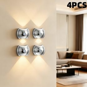 LED Modern Indoor Wall Light With Motion Sensor 3 Color Modes 2700K 4500K 6500K USB Rechargeable Magnetic Portable Wall Sconce For Living Room Be (Option: Silver-4PACK)
