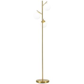 Modern 3-Light Floor Lamp for Living Room, Tree Standing Lamp with Globe Lampshades, 10.75"x10.75"x66.5", Gold (Option: Gold Tone-605x520x240 mm)